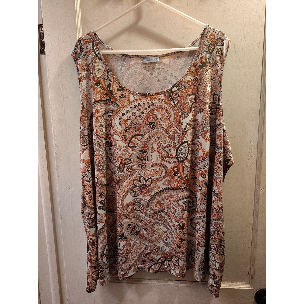 Catherines Womens Geometric Medallion Sleeveless Blouse Size 3X